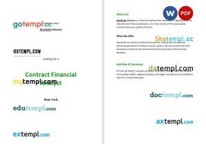 free contract financial analyst job description template, Word and PDF format