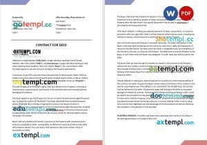 free contract for deed template, Word and PDF format