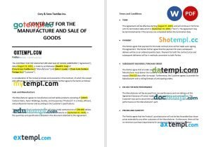 free contract for the manufacture and sale of goods template, Word and PDF format