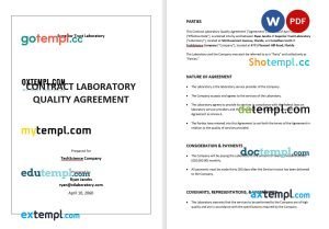 free contract laboratory quality agreement template, Word and PDF format