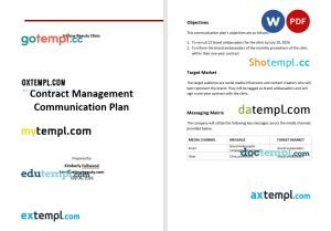 free contract management communication plan template, Word and PDF format