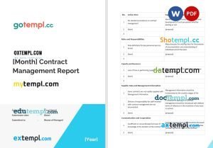 free contract management monthly report template, Word and PDF format