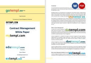 free contract management white paper template, Word and PDF format