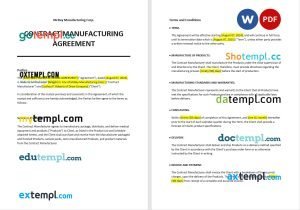 free contract manufacturing agreement template, Word and PDF format