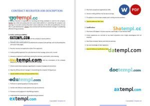 free contract recruiter job description template, Word and PDF format