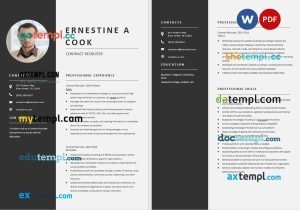 free contract recruiter resume template, Word and PDF format