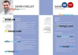 free contract specialist resume template, Word and PDF format