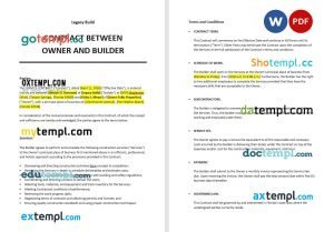 free contract between owner and builder template, Word and PDF format