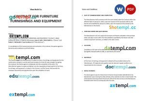 free contract for furniture furnishings and equipment template, Word and PDF format