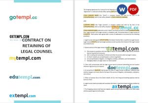free contract on retaining legal counsel template, Word and PDF format