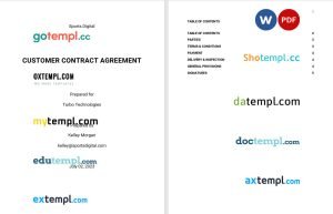free customer contract agreement template, Word and PDF format