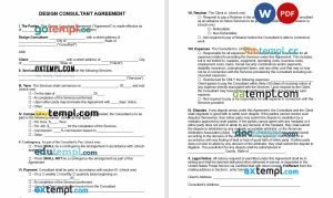 free design consultant agreement template, Word and PDF format