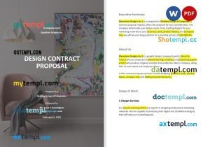 free design contract proposal template, Word and PDF format