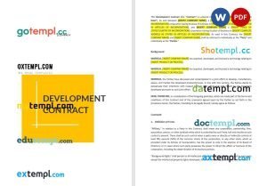 free development contract template, Word and PDF format