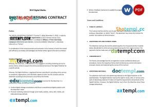 free digital advertising contract template, Word and PDF format