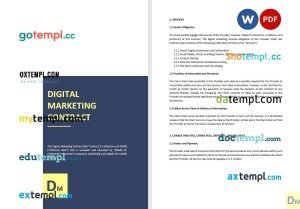 free digital marketing contract template, Word and PDF format