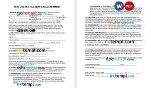 free disc jockey services contract template, Word and PDF format