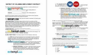 free district of columbia employment contract template, Word and PDF format