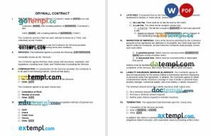 free drywall contract template, Word and PDF format