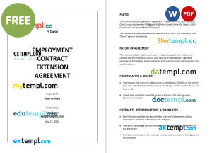 free Employment Contract Extension Agreement template, Word and PDF format