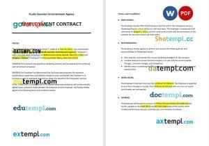 free employment contract template, Word and PDF format