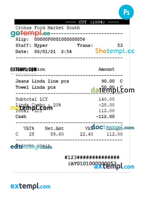 FOOD MARKET receipt template PSD template