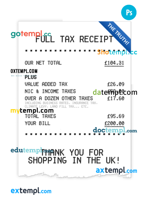 FULL TAX receipt PSD template