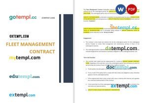 free fsleet management contract template, Word and PDF format