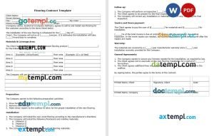 free flooring contract template, Word and PDF format