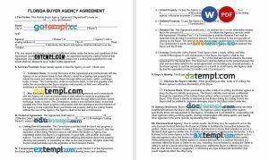 free florida buyer agency agreement template, Word and PDF format