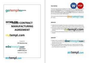 free food contract manufacturing agreement template, Word and PDF format