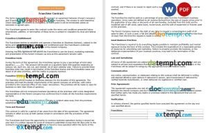 free franchise contract template, Word and PDF format