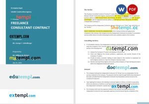 free freelance consultant contract template, Word and PDF format