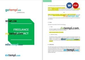free freelance contract template, Word and PDF format