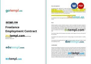 free freelance employment contract template, Word and PDF format