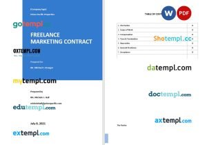 free freelance marketing contract template, Word and PDF format