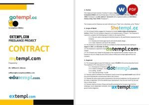 free freelance project contract template, Word and PDF format