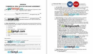 free georgia commercial real estate purchase agreement template, Word and PDF format