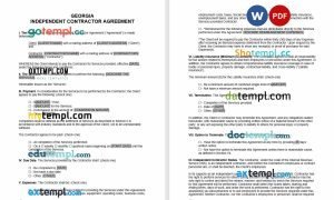 free georgia independent contractor agreement template, Word and PDF format