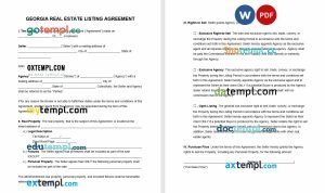 free georgia real estate listing agreement template, Word and PDF format