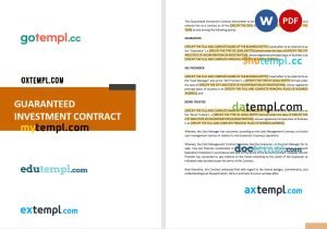free guaranteed investment contract template, Word and PDF format