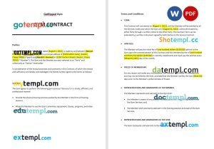 free gym contract template, Word and PDF format