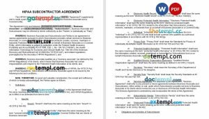 free HIPAA subcontractor agreement template, Word and PDF format