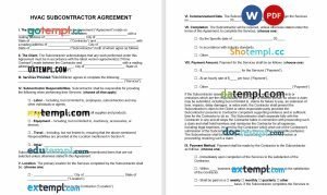 free HVAC subcontractor agreement template, Word and PDF format