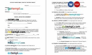 free hawaii marital settlement agreement template, Word and PDF format