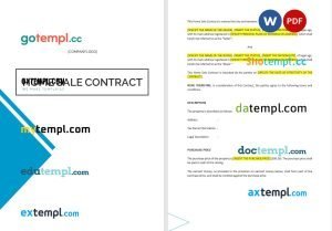 free home sale contract template, Word and PDF format