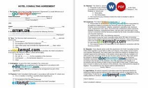 free hotel consultant agreement template, Word and PDF format