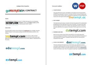free house rental contract template, Word and PDF format
