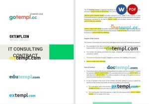 free IT consulting contract template, Word and PDF format