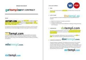 free IT employment contract template, Word and PDF format
